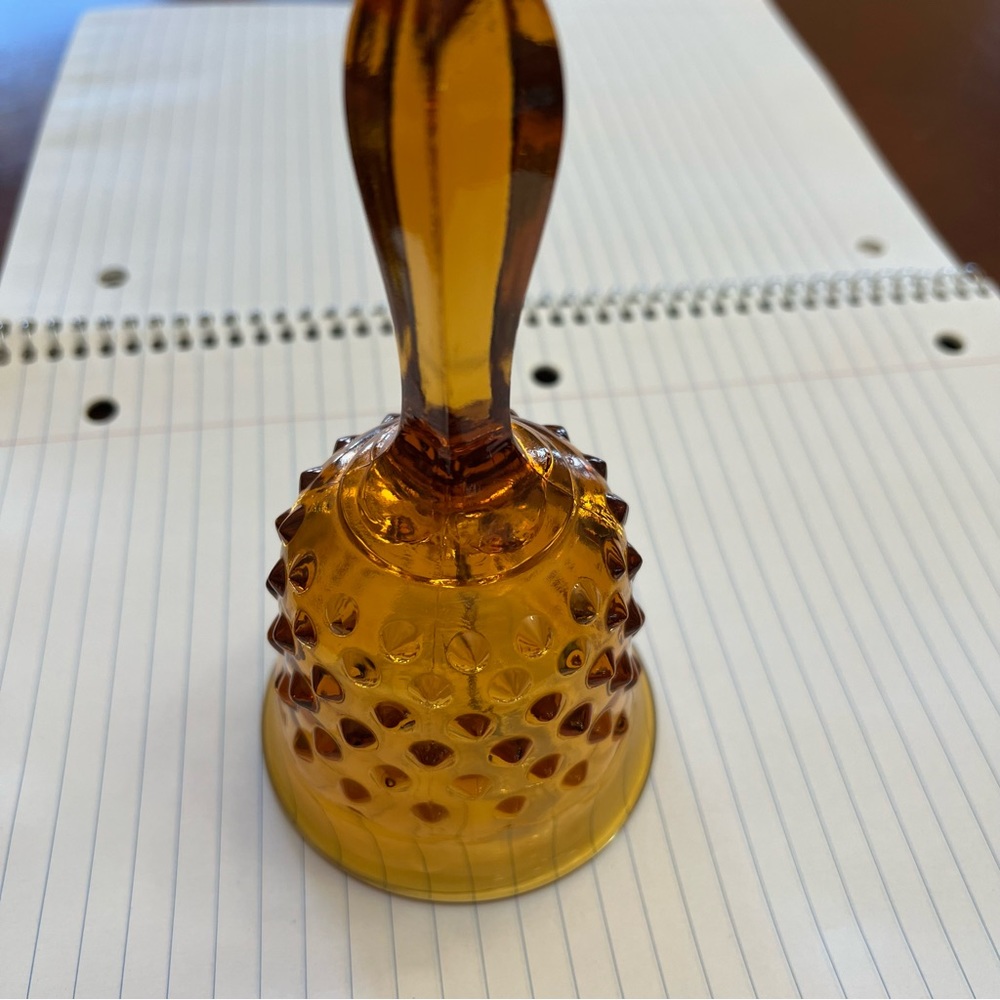 Antique - Amber Glass Bell, orange gold brown dinner bell, decorative bell